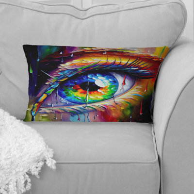 Colorful Eye I - Woman Abstract Printed Throw Pillow