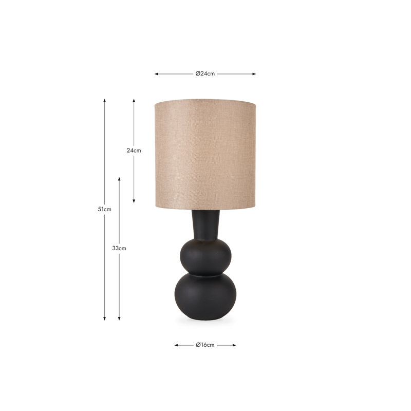 Rivoli Ceramic Table Lamp, Matt Black 