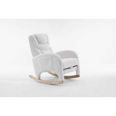 Teddy Fabric Nursery Rocking Chair With Adjustable Footrest, by George Oliver