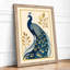 Ornamental Peacock Japandi - Framed Print-1116547002-1116547003