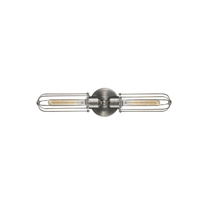 Applique murale à 2 lumières Welliver, Nickel satiné brossé, Ampoule incandescente rétro de 60 watts, Nickel satiné brossé