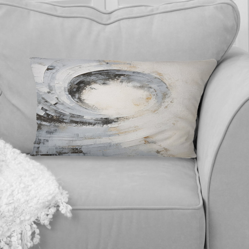 Coussin décoratif blanc et gris Majestic Motion - Abstract Spirals