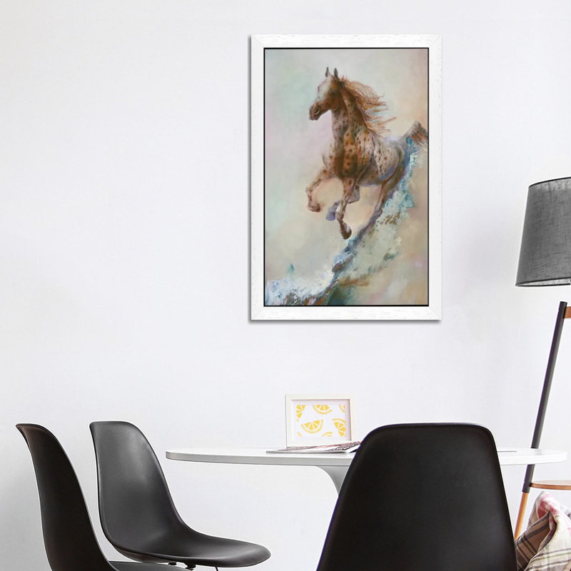 Appaloosa Run (Running Horse) by Denton Lund - Painting on Canvas, White Framed, 66.04 cm H x 45.72 cm W