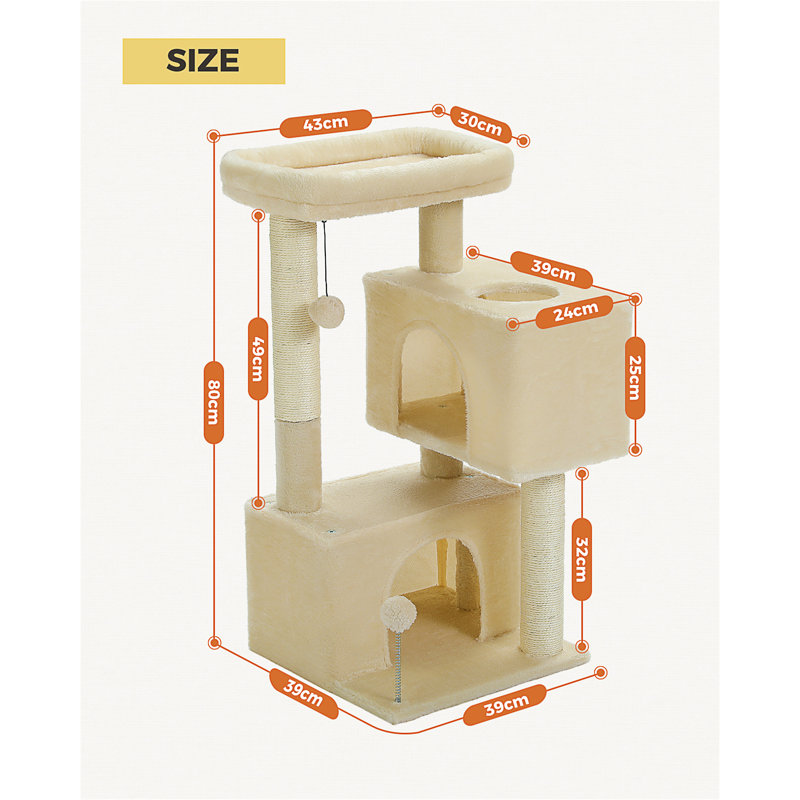Arbre à chat, Beige, H 31,5 po x l 15,3 po x L 15,3 po