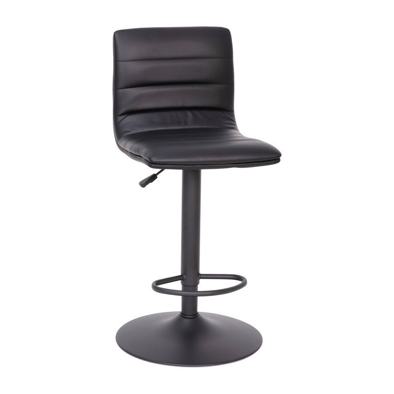 Rochester Swivel Upholstered Adjustable Height Counter Stool with Metal Frame, Black