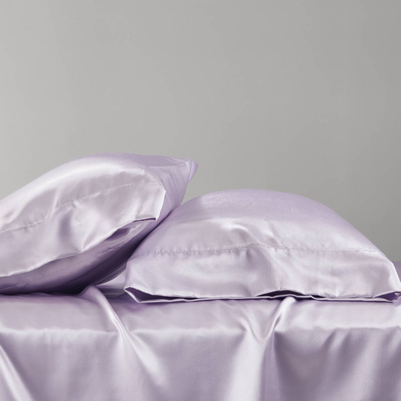 Lilac Twin Satin Polyester Luxury Sheet Set