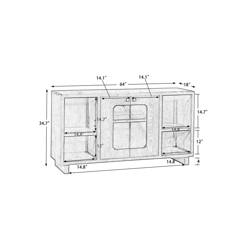 Cezarina 64'' Solid Wood Sideboard