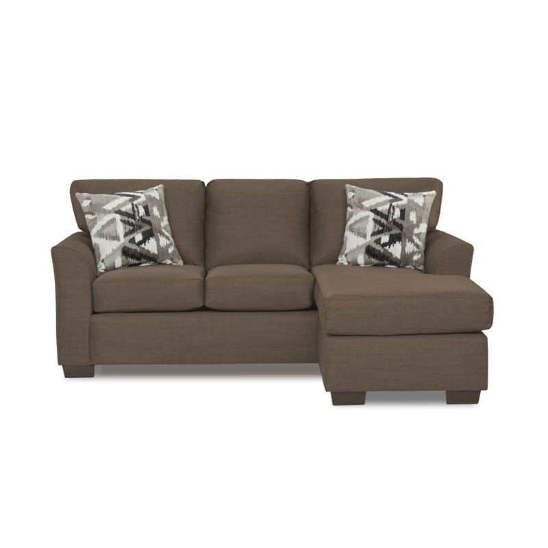 Jourdanton 82'' Wide Polyester Blend Reversible Stationary Sofa & Chaise, Chocolate Polyester Blend