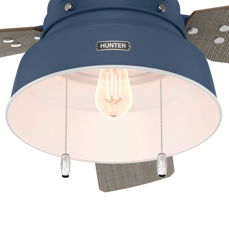 52" Indigo Blue Rustic Ceiling Fan with Light and Remote