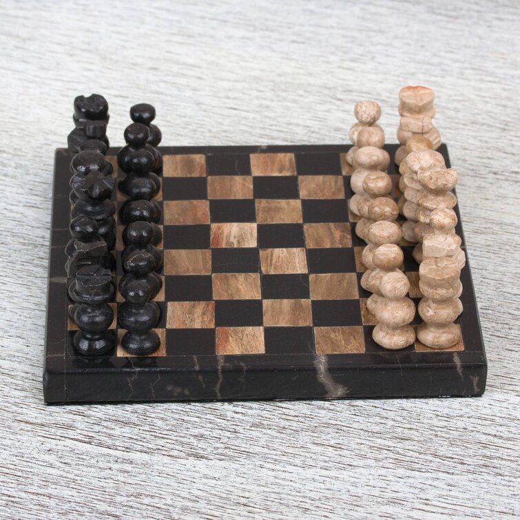 Decorative Chessboard with crocodile case in black