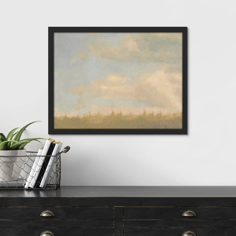 «Clouds Over Green Forest Field» sur papier, Noir, H 8 po x l 10 po