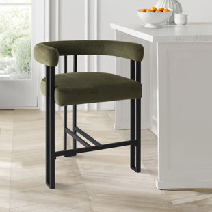 Tabouret de comptoir à dossier uni en velours de 24 po Colrain