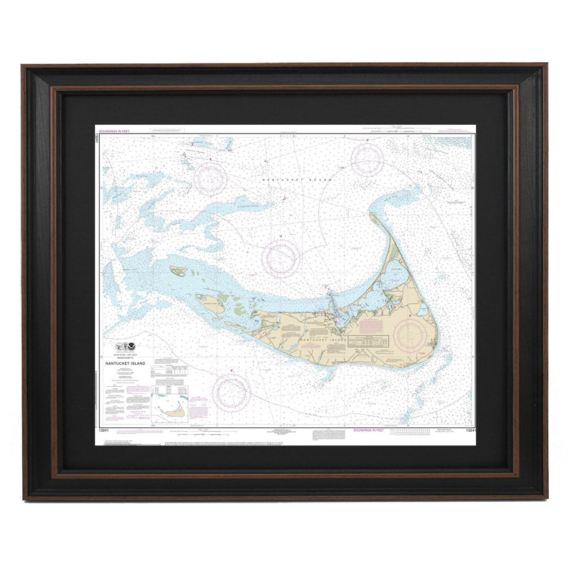 Nantucket Island | Nautical Chart | Framed Print, 36'' H x 30" W