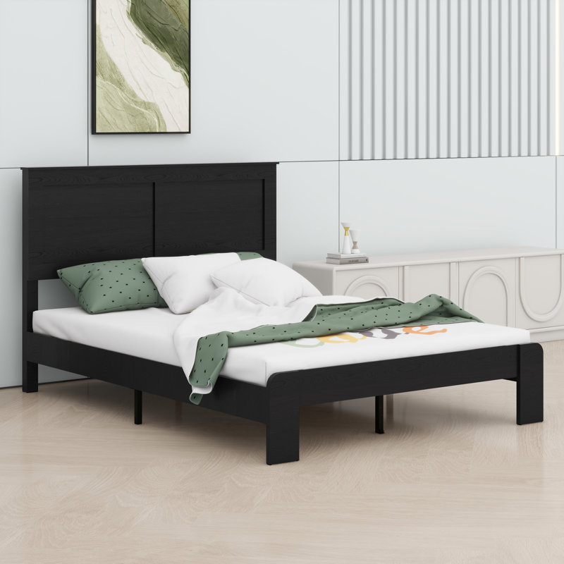 Cadre de lit contemporain en bois avec compartiments de rangement sous le lit, Grand lit