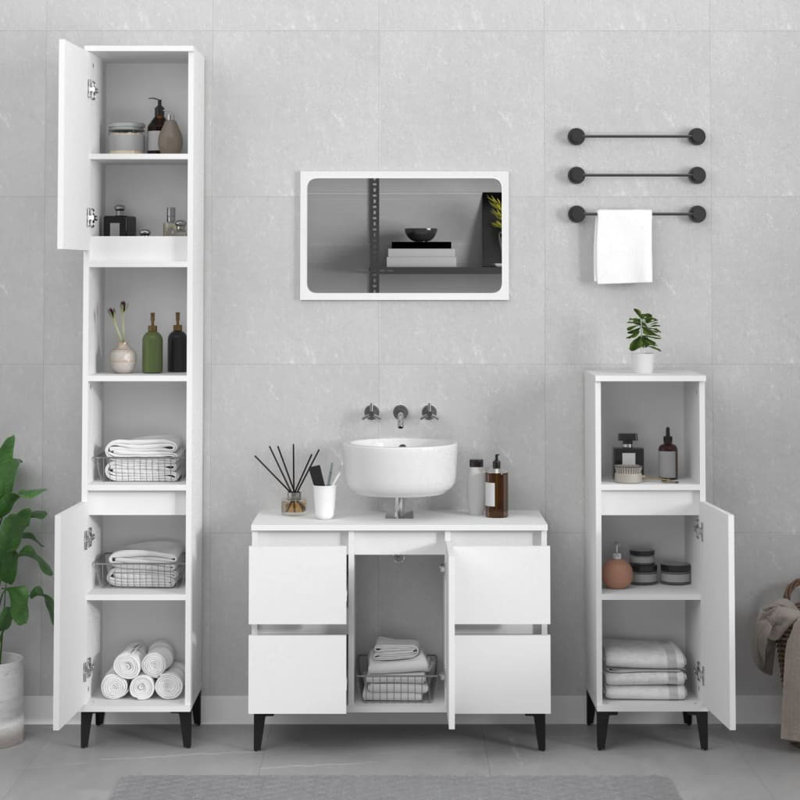 Bozhil Freestanding Bathroom Storage Furniture Set, White