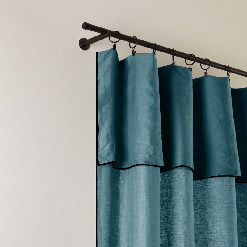Carlina Linen Curtain Single Panel, Dark Blue, Width 350 x Drop 280cm