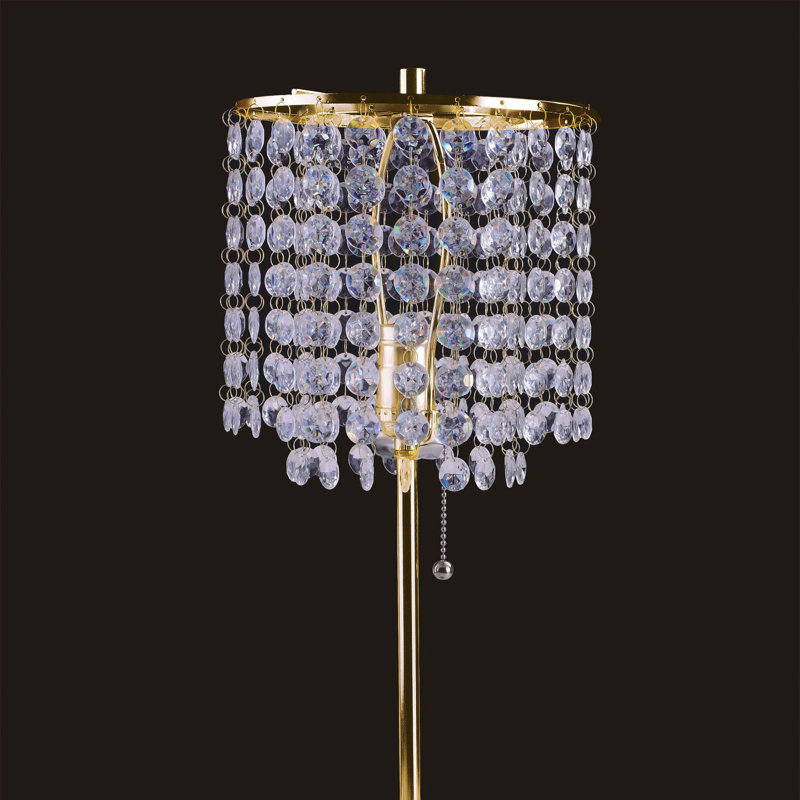 Grande lampe de table en métal 20,25 "Deco Glam" avec finition dorée et accents de cristal, Doré