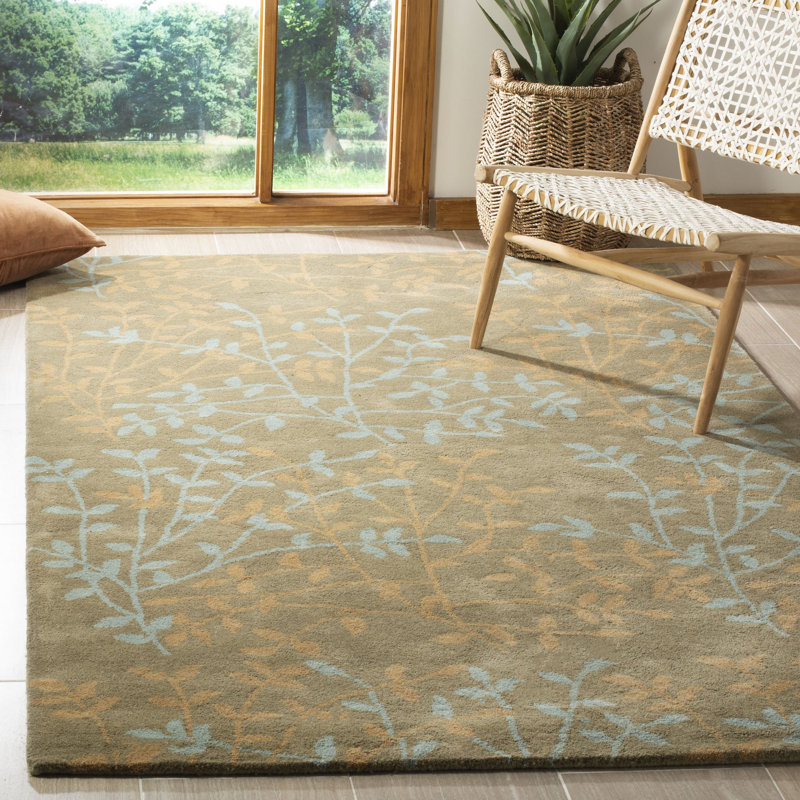 Tapis floral en laine et viscose touffeté à la main Avayah Soho, Rectangle 7 pi 6 po x 9 pi 6 po