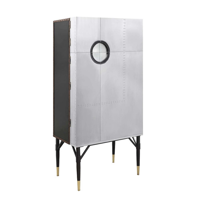 Armoire à vin Yoela, cuir et aluminium