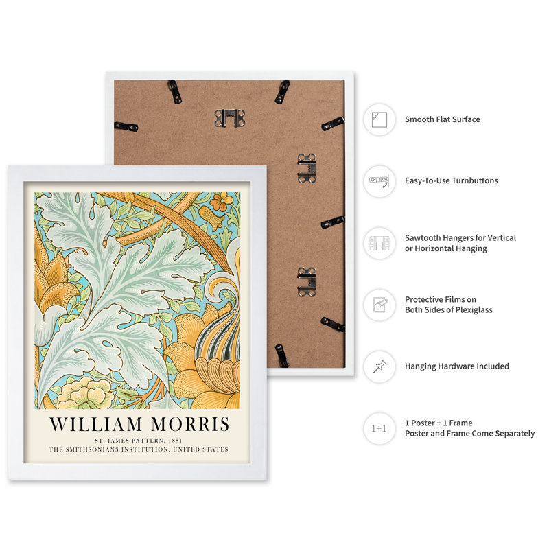 William Morris - motif Saint James, Poster, White Framed, 08"H x 10"W