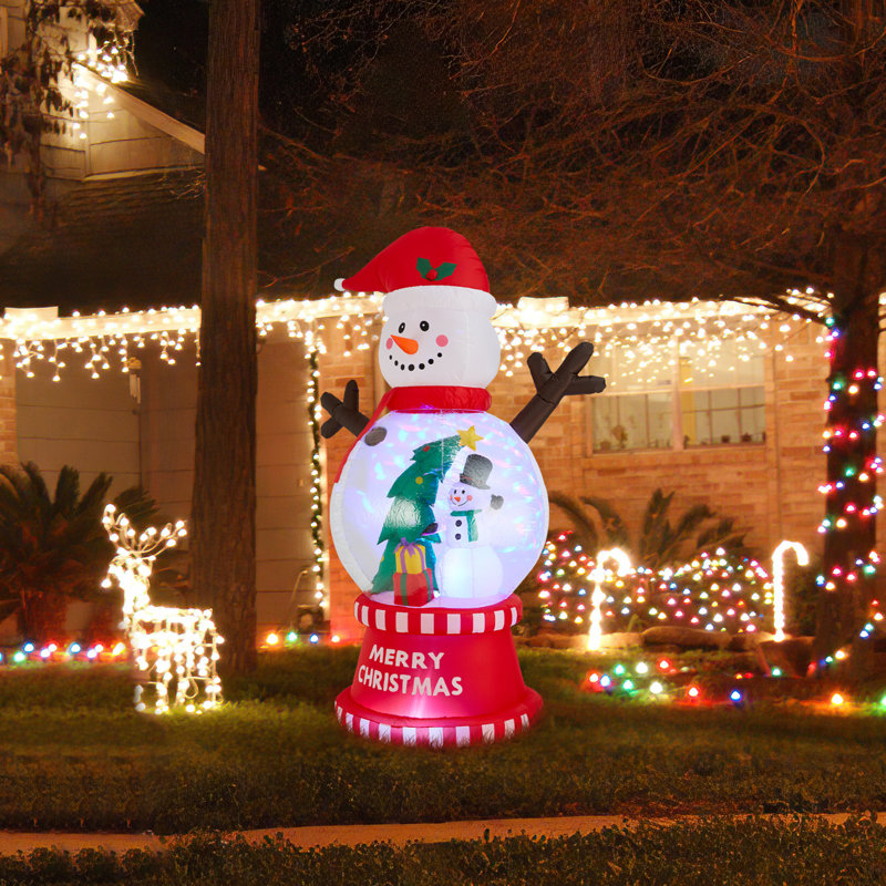 8FT Lighted Inflatable Snowman Globe Scene Decor