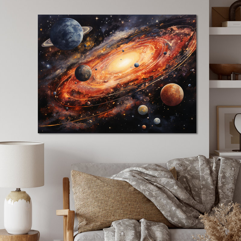 «Météores Comets Embrace I» sur toile, H 24 po x l 32 po x P 1 po, Toile tendue