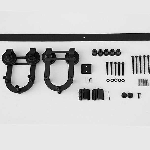 Black Steel Barn Door Hardware Kit Standard Single, 100 in.