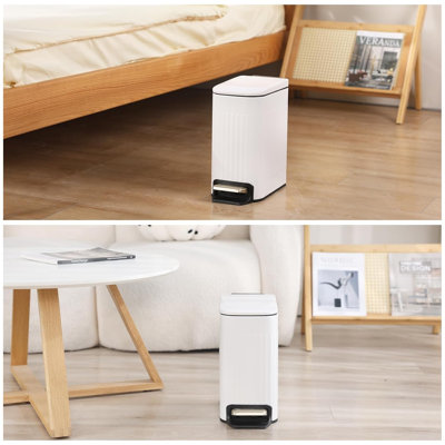 Slim Trash Can With Lid, Soft Close Stainless Steel Garbage Basket