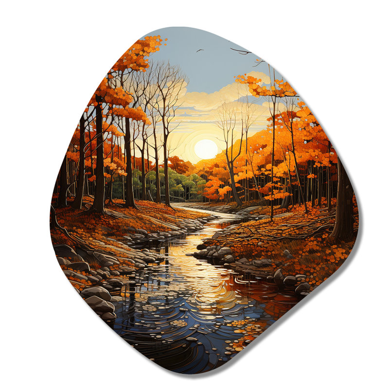 «Birch Woods Autumn Sonata I - Unique Shape Tree Birch», reproduction d'art asymétrique en métal, H 28 po x l 25 po x P 1 po