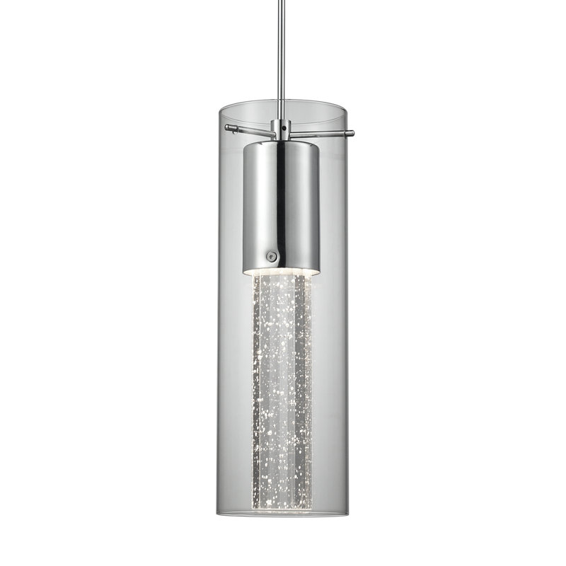 Luminaire suspendu chromé à 1 lumière DEL Champagne