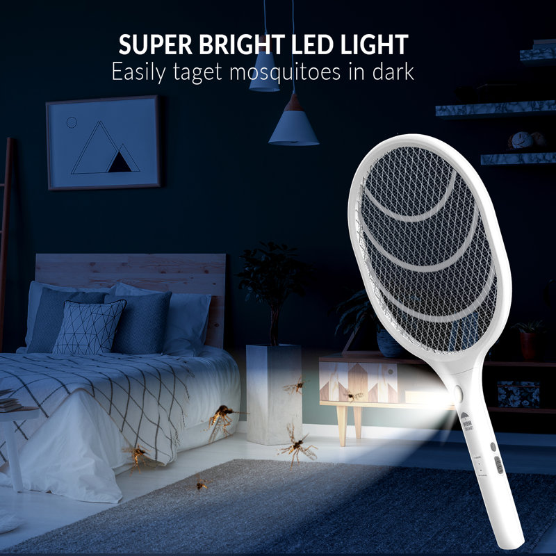WBM Smart Electric Fly Swatter Racket, Rechargeable Bug Zapper, Medium-2PK