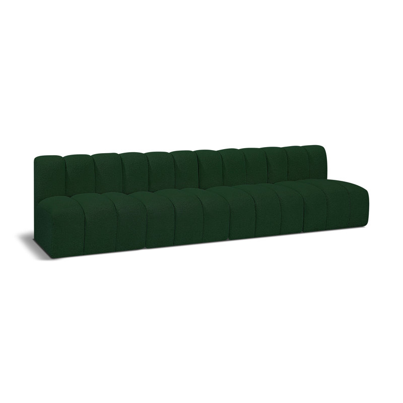 Canapé et méridienne rembourrés Kirchoffer, Tissu bouclé vert