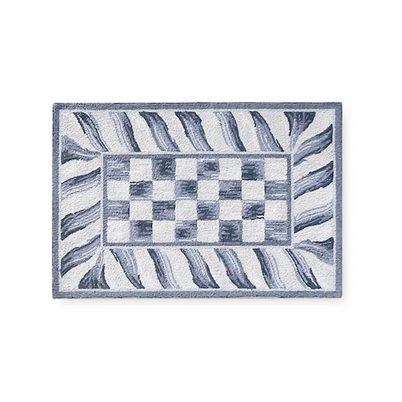 Gray Hand-knotted Wool Stripe Kids Rug, 6' Octagon