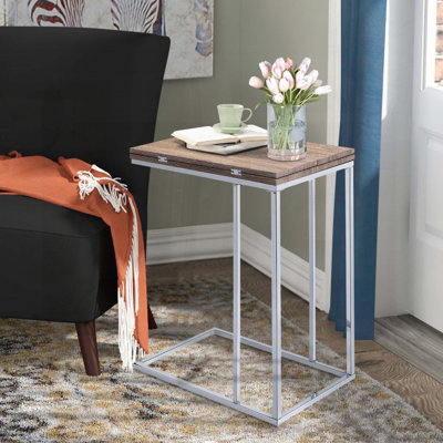 Table d'appoint extensible avec plateau pivotant - Chêne vieilli et chrome