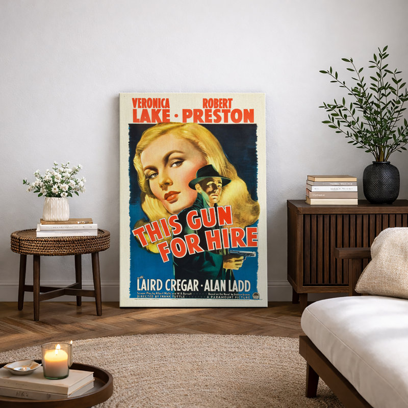 Art rétro, affiche de film détective noir, H 24 po x l 16 po x P 1,5 po, Toile tendue