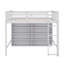 Lit mezzanine double avec tablettes de rangement ouvertes et échelle-192397039