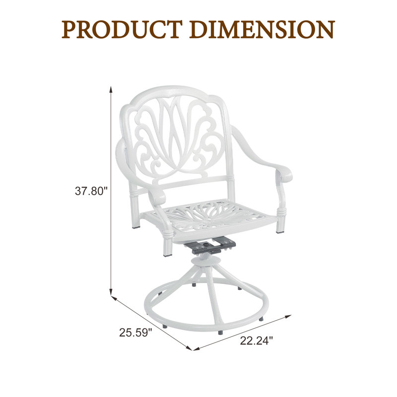 Chaise de patio pivotante (ensemble de 2), Blanc