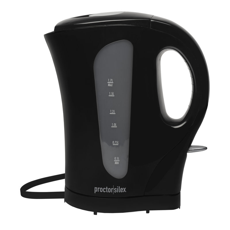 Proctor Silex 1.7L Black Cordless Plastic Electric Tea Kettle