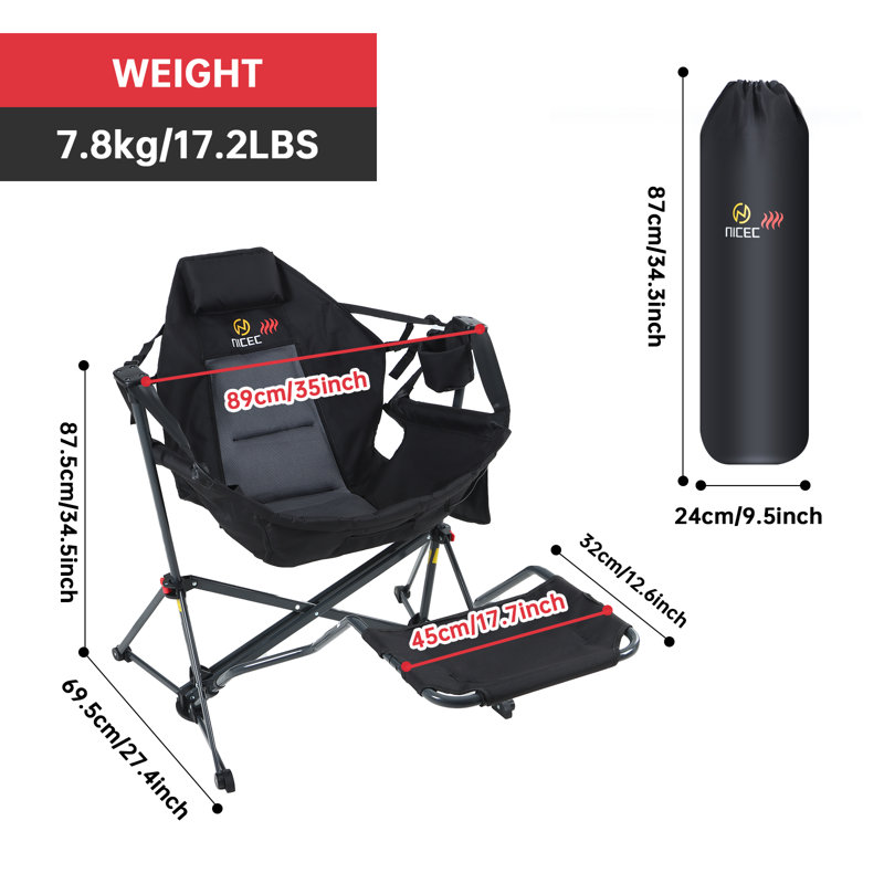 Heated Hammock Camping Chair with Footrest, Rocker, High Back, Cup Holder & Power Bank (1 Pack)
