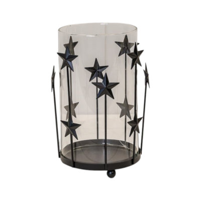 Large Black Metal Star Candle Holder 22cm