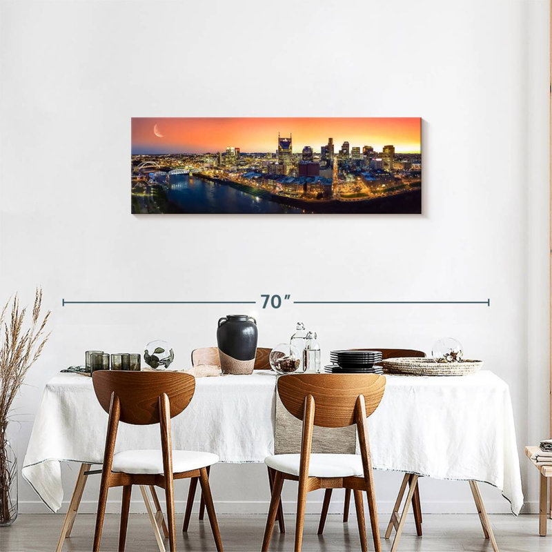 Nashville Sunset Panorama sur toile, H 17 po x l 51 po x P 1,25 po