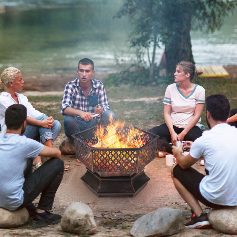 Round Charcoal Smokeless Fire Pit, 63cm H x 71cm W x 71 cm D