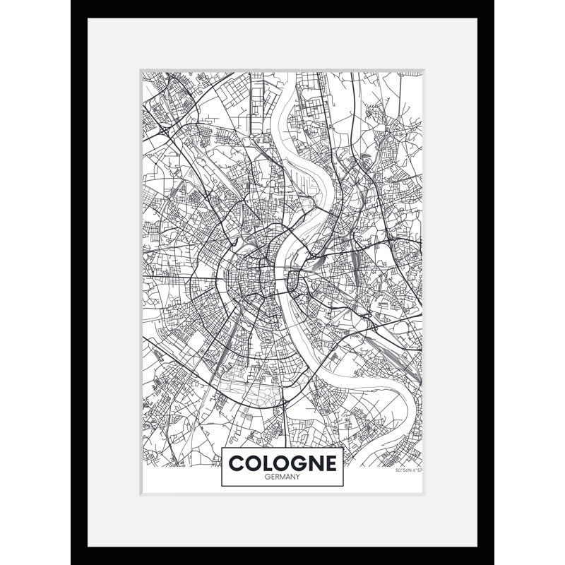 Cologne Map - Single Picture Frame Print