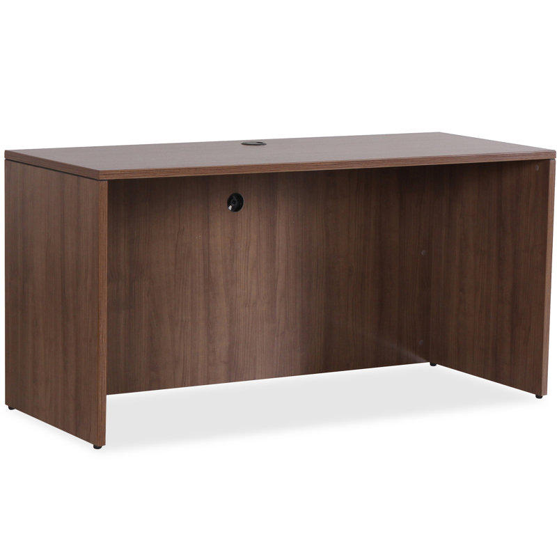 Walnut Laminate Desk Shell with Drawer and Filing Cabinet