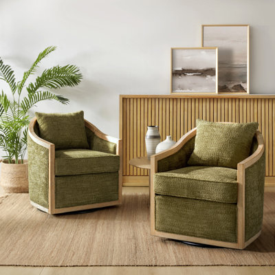 Ensemble de 2 chaises pivotantes en bois massif Gerena Jess Farmhouse