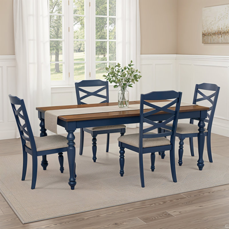 Ensemble repas 5 pièces Thornbury, Marine, Brun clair / bleu marine