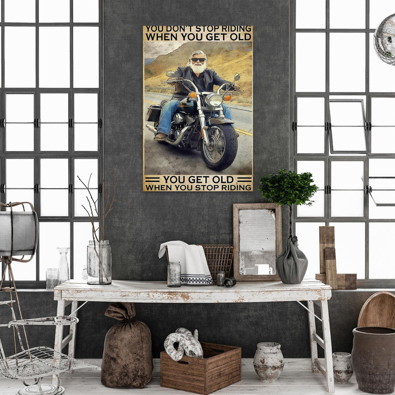 You Get Old When You Stop Riding - 1 Piece Rectangle Graphic Art Print On Wrapped Canvas, H 36 po x l 24 po x P 1,25 po
