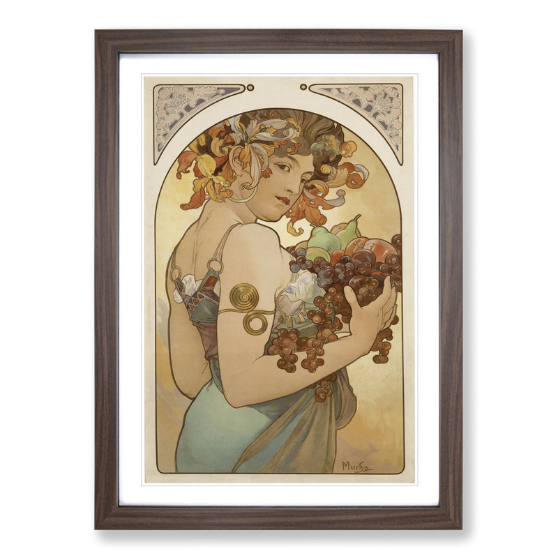 Fruit by Alphonse Mucha - Framed Print, Walnut Framed, 36cm H x 27cm W x 2cm D