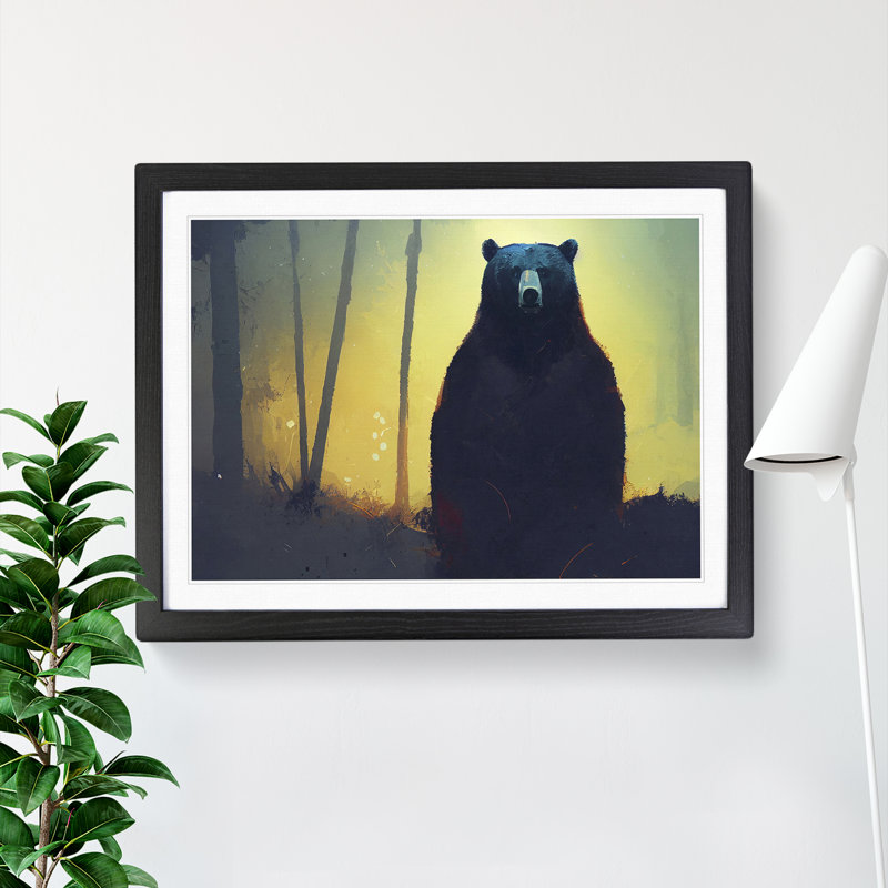 Bear Vol.2 - Single Picture Frame Print, Black, 46cm H x 64cm W x 2cm D