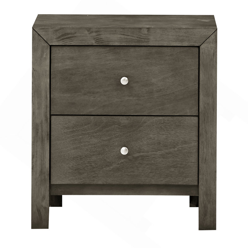Chic Gray Transitional Nightstand, Gray